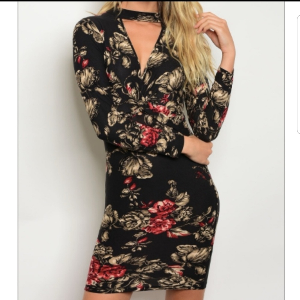 Black & Red Rose choker dress